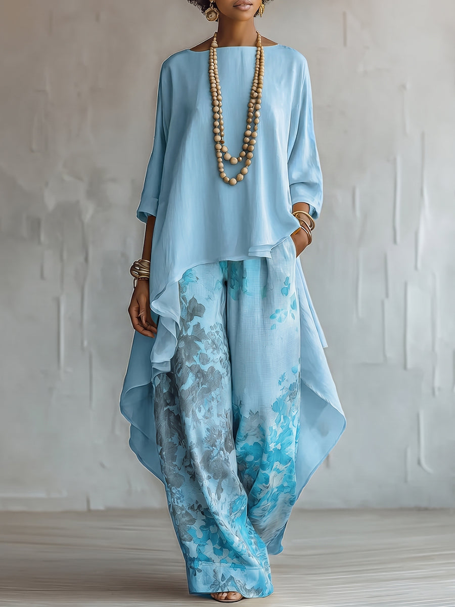 Women's Elegant Top and Wide-Leg Set
