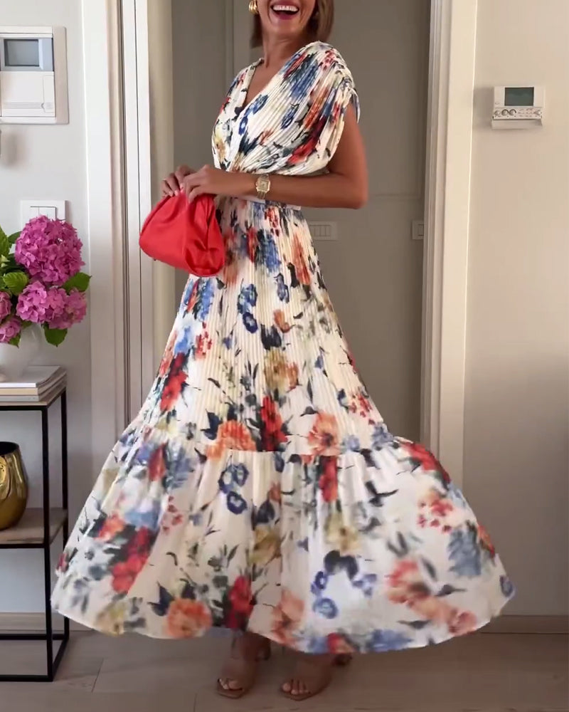 Women's Wedding Guest Maxi Dress - Floral V-Neck Wedding Guest Dress from Clara & James Palm Beach