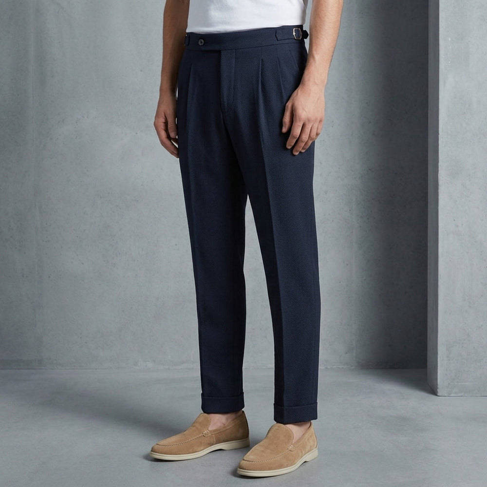 Men's Taranto Seersucker Airy Double Pleated Trousers