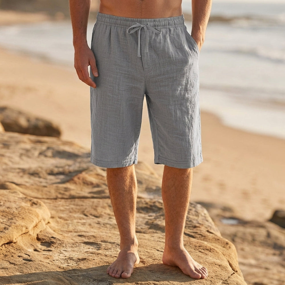 Men's Ancona Knee Length Pull-On Linen Shorts