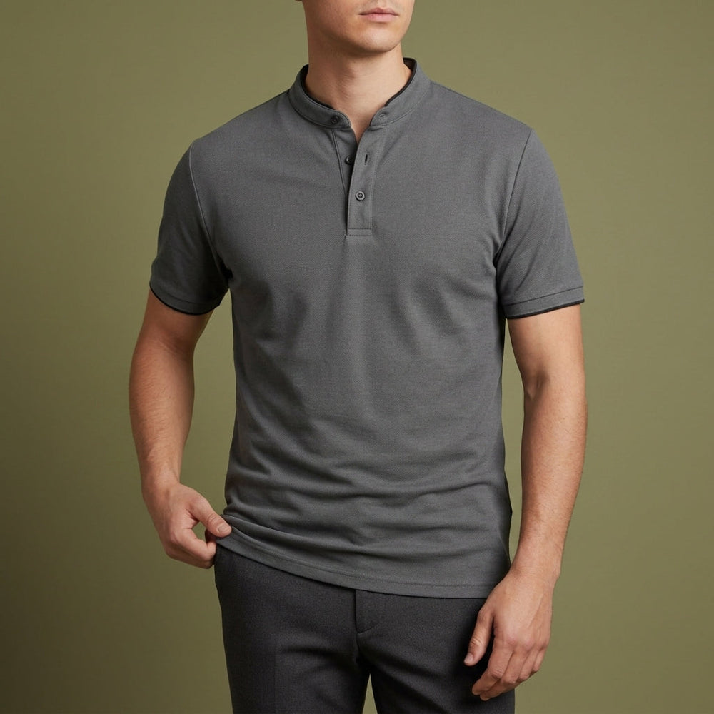 Men's Patmos Collarless Band Collar Polo