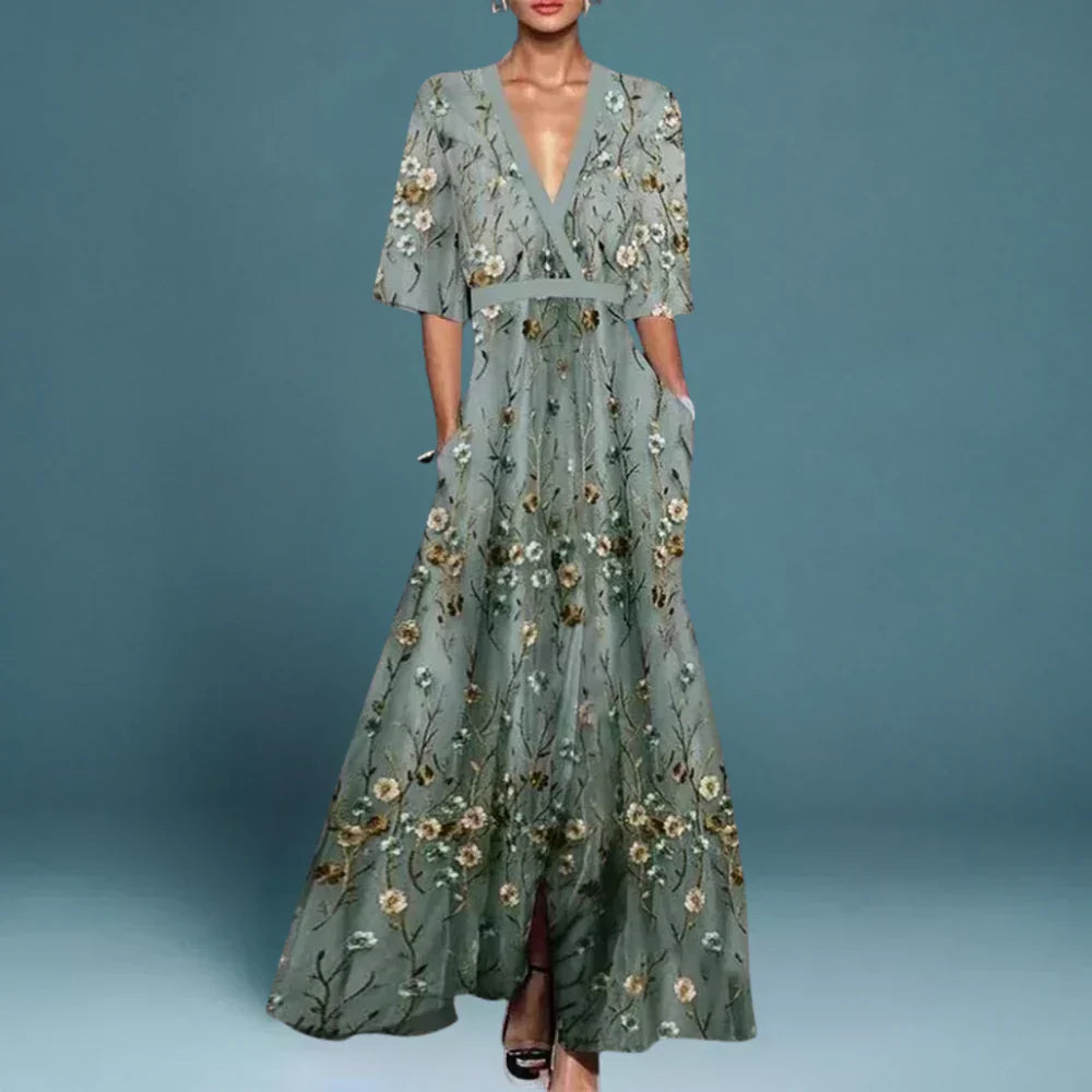 Women's Dress - Floral Maxi Wrap Style Summer Dress from Clara & James Palm Beach