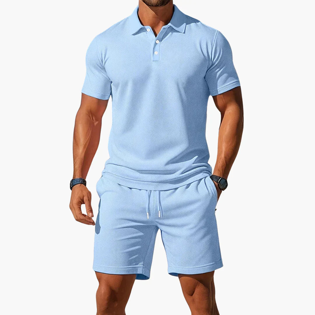 Men's Summer Polo & Shorts Set Polo Shirt from Clara & James Palm Beach