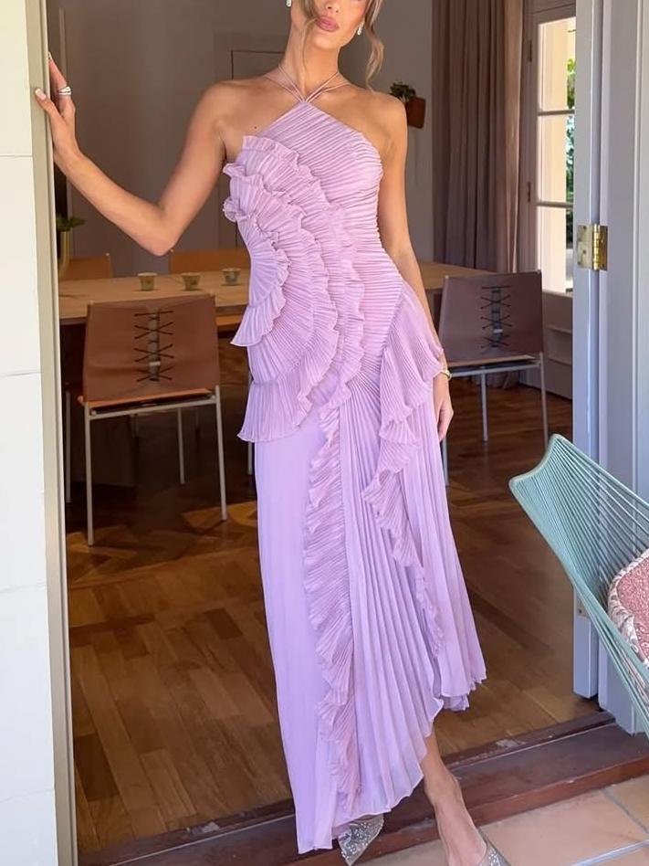 Women's Wedding Guest Maxi Dress - Sleeveless Pleated Wedding Guest Dress from Clara & James Palm Beach