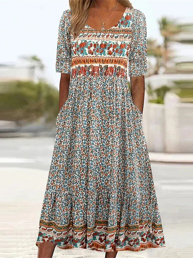 Women's Women’s Dress - Boho Print Midi Summer Dress from Clara & James Palm Beach