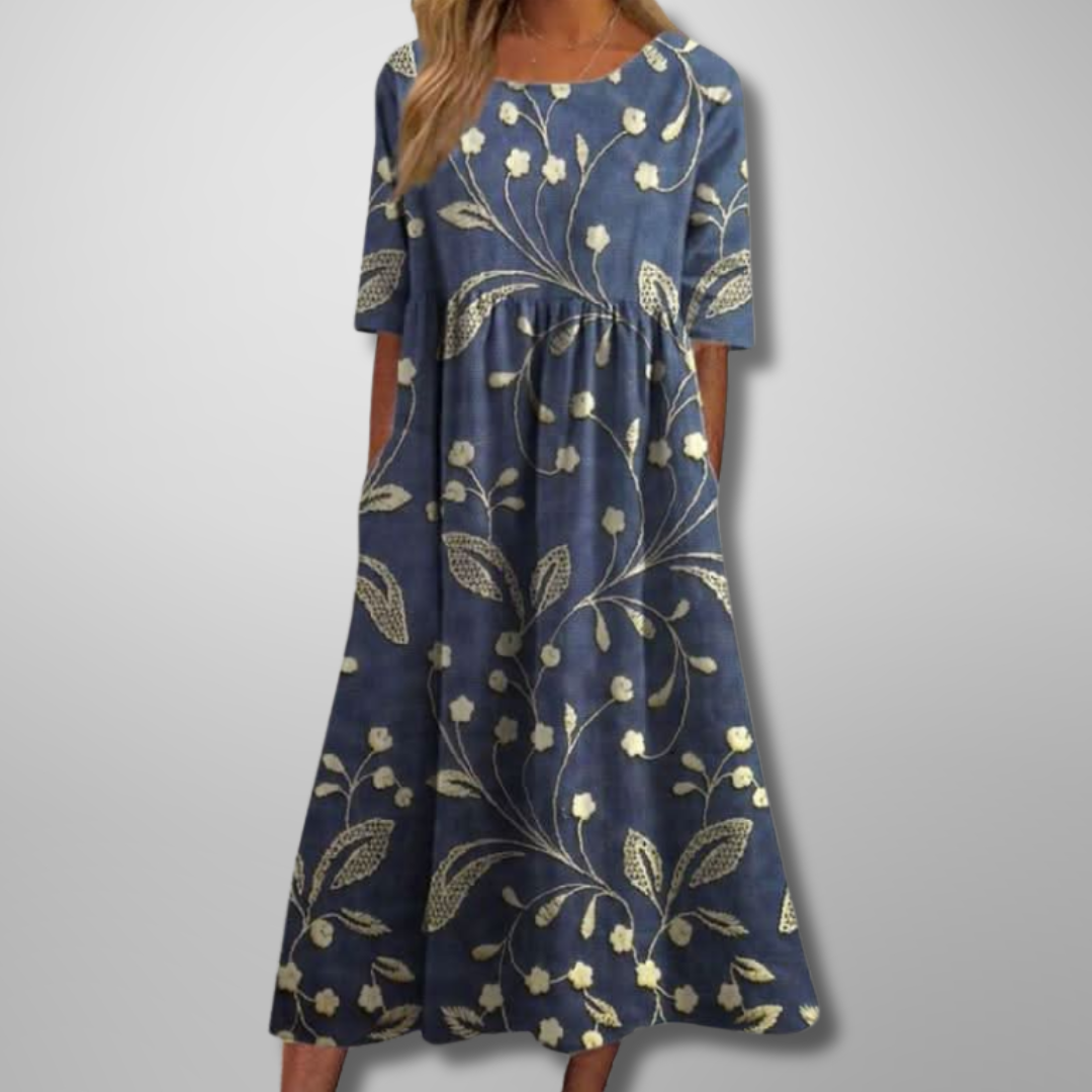 Women's Dress - Short Sleeve Loose Fit Midi Summer Dress from Clara & James Palm Beach