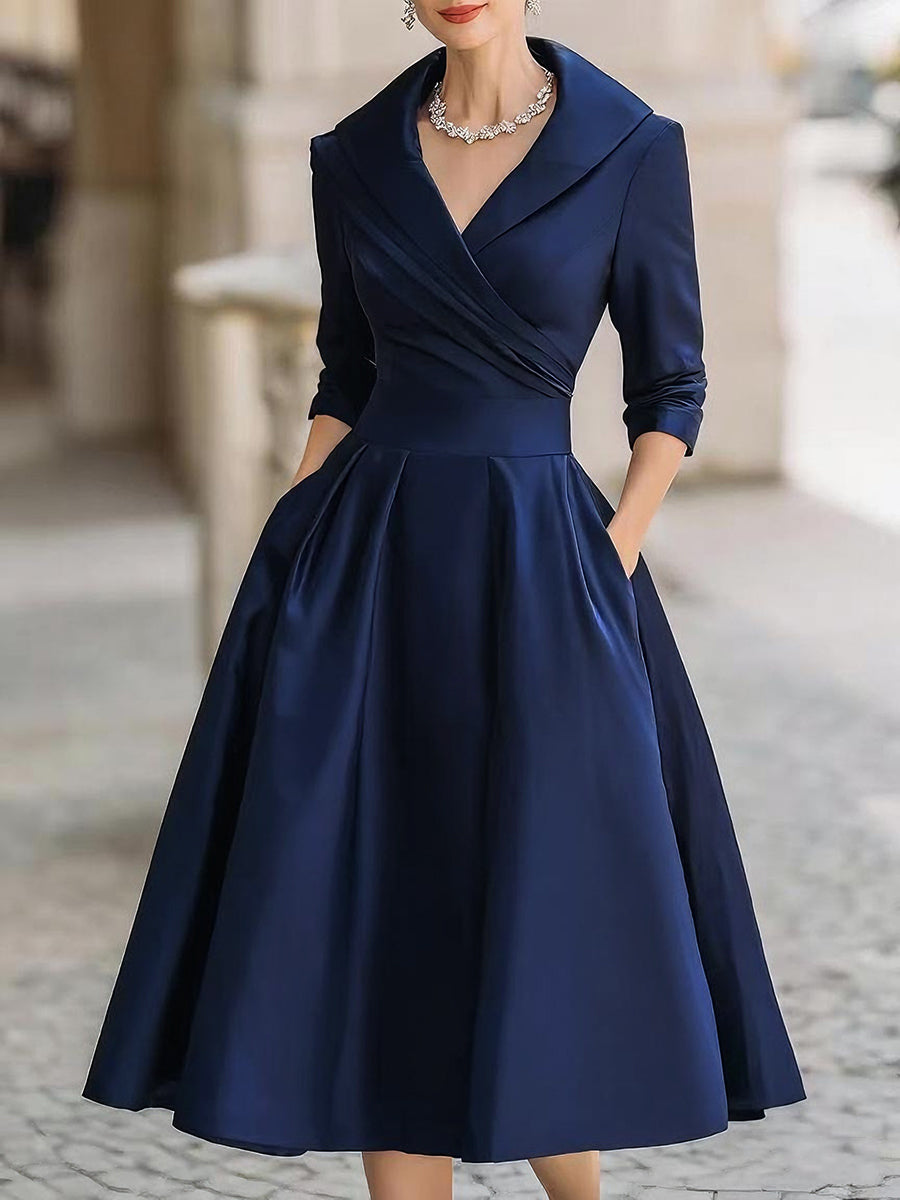 Women's Elegant Midi Dress with Portrait Collar Cocktail & Formal Dress from Clara & James Palm Beach