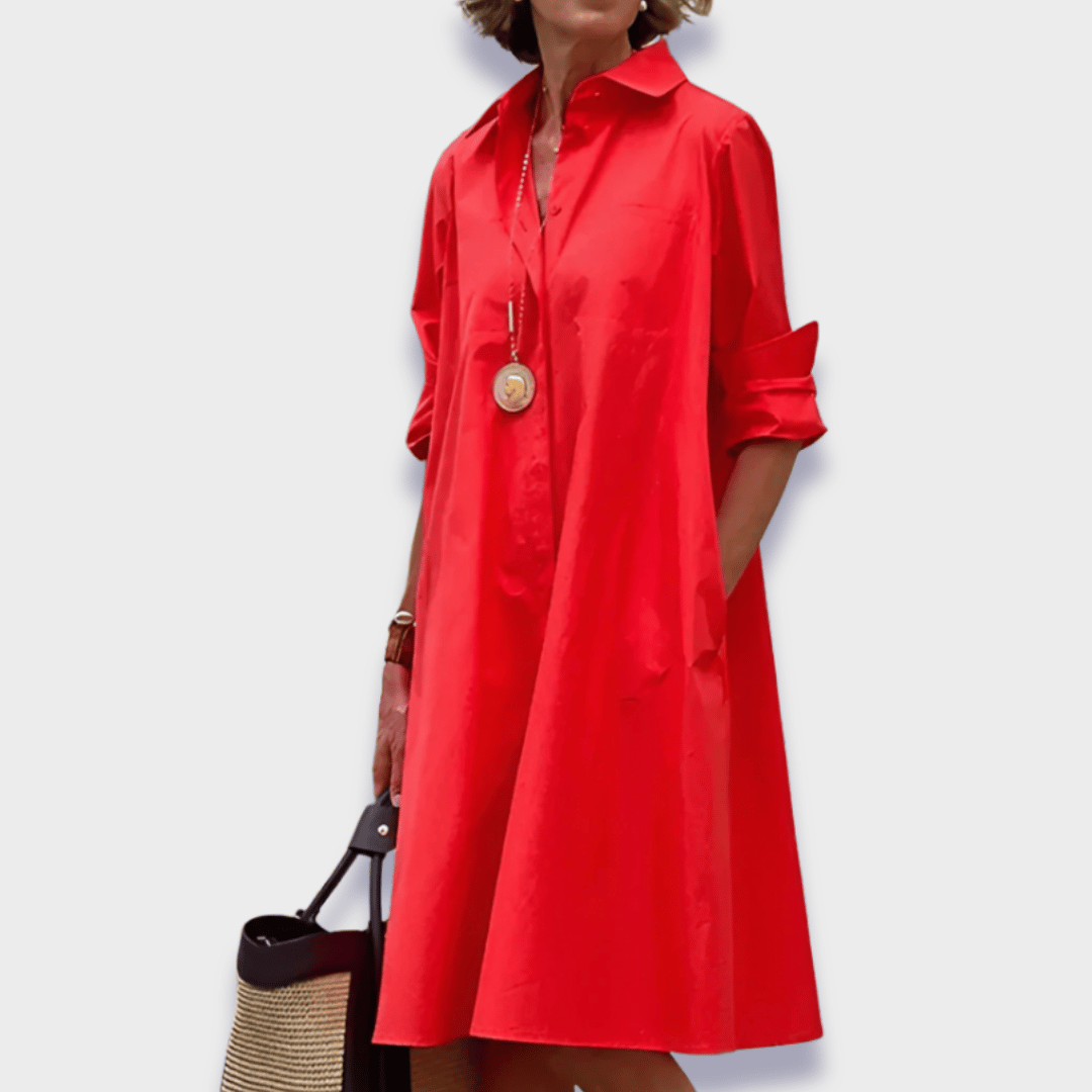Women's Women’s Polo Dress - Collared Midi Long Sleeve Summer Dress from Clara & James Palm Beach