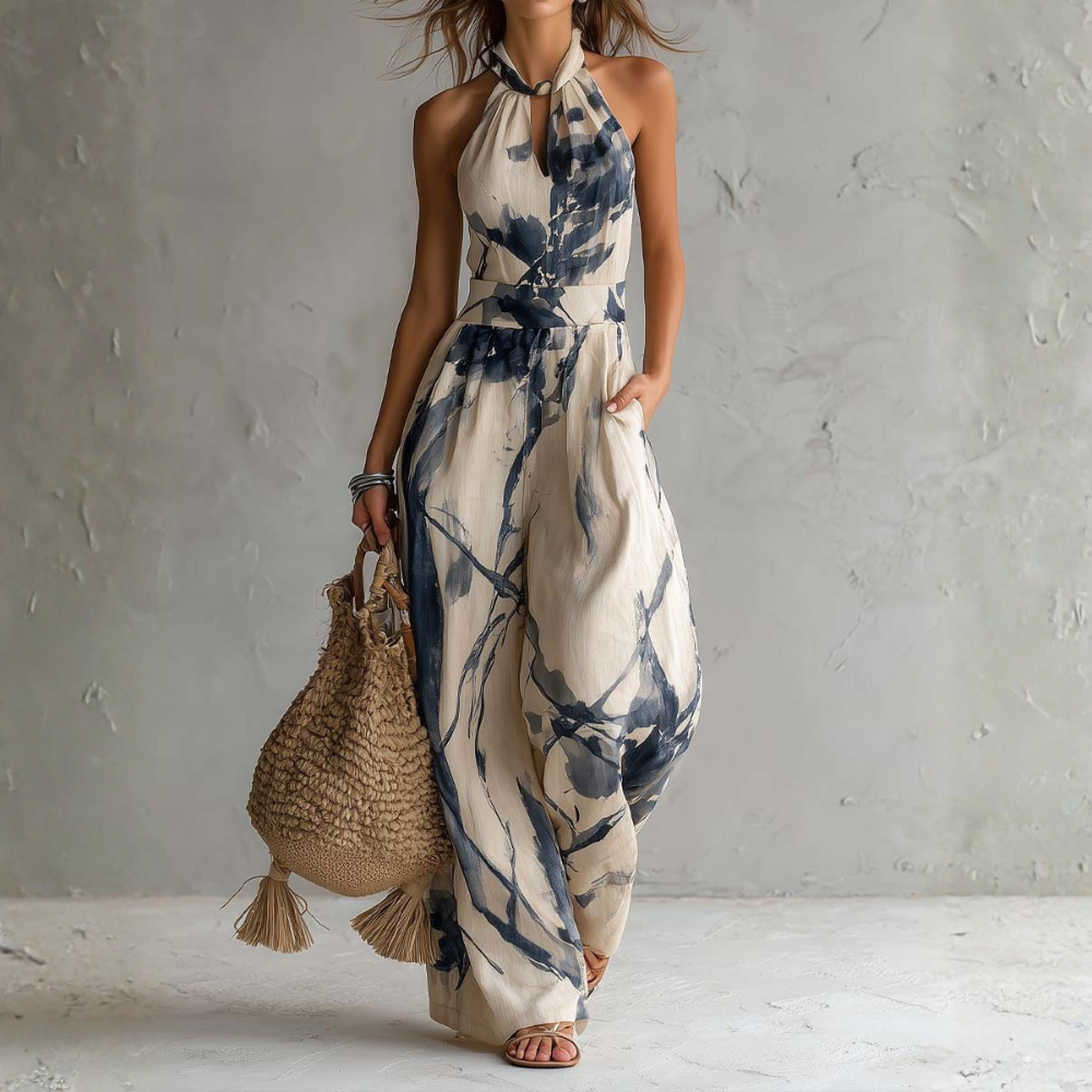 Women's Elegant Artistic Print Jumpsuit