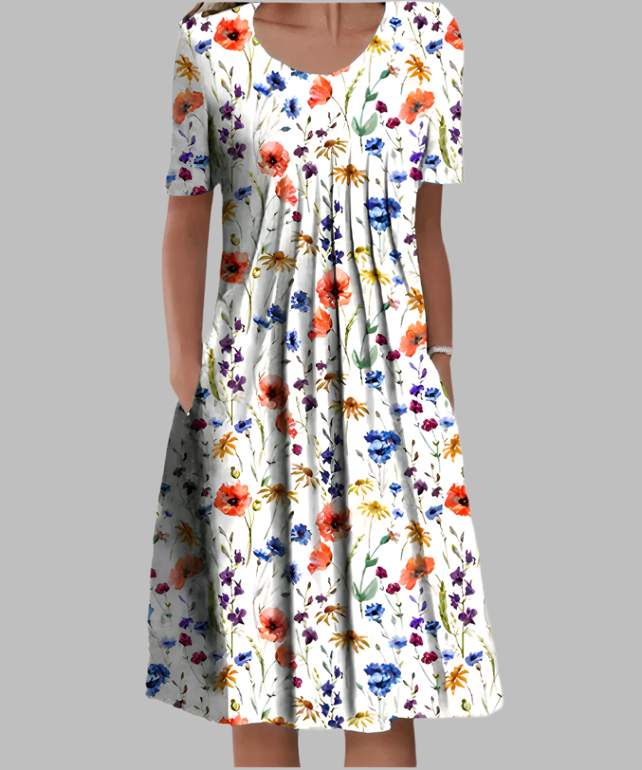 Women's Dress - Printed Midi Short Sleeve Summer Dress from Clara & James Palm Beach