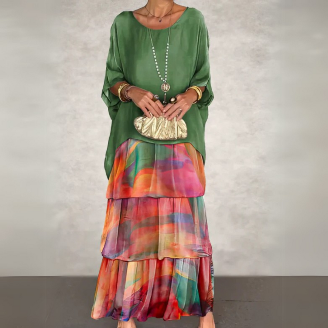 Women's Dress - Tiered Maxi-length Skirt Summer Dress from Clara & James Palm Beach