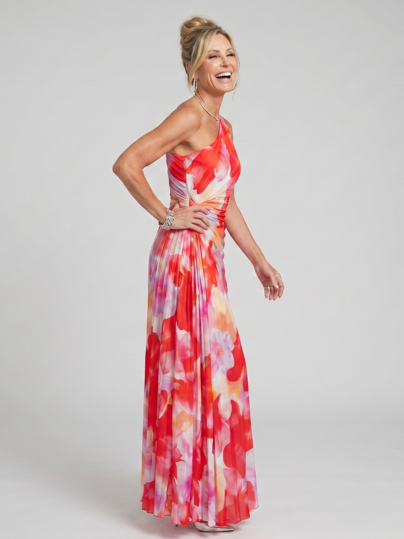 Women's Taya One Shoulder Pleated Bodice Midi Dress