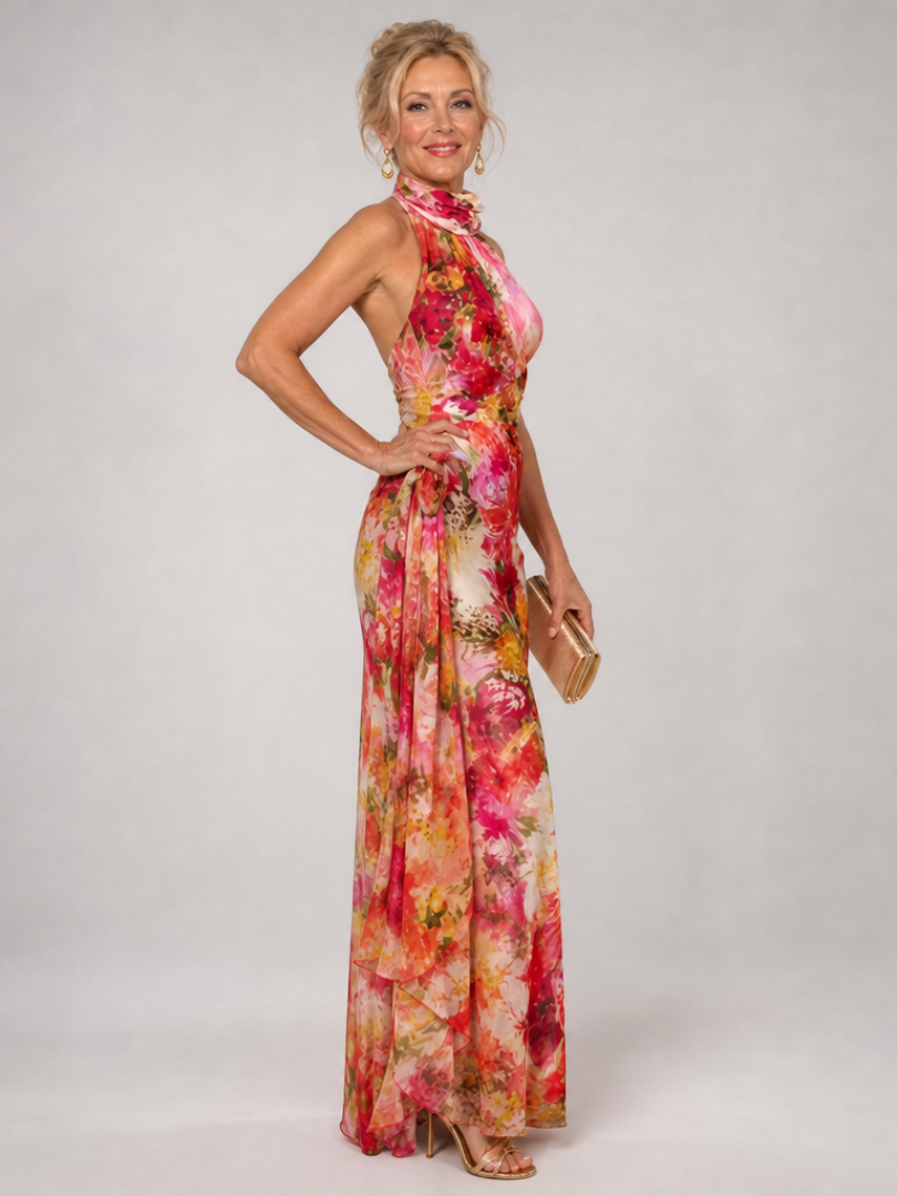 Women's Elisabetta Halter Neck Floral Print Maxi Dress