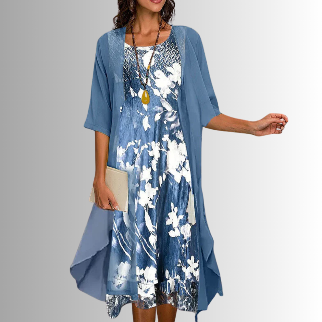 Women's Dress - Layered Open Front Midi Summer Dress from Clara & James Palm Beach