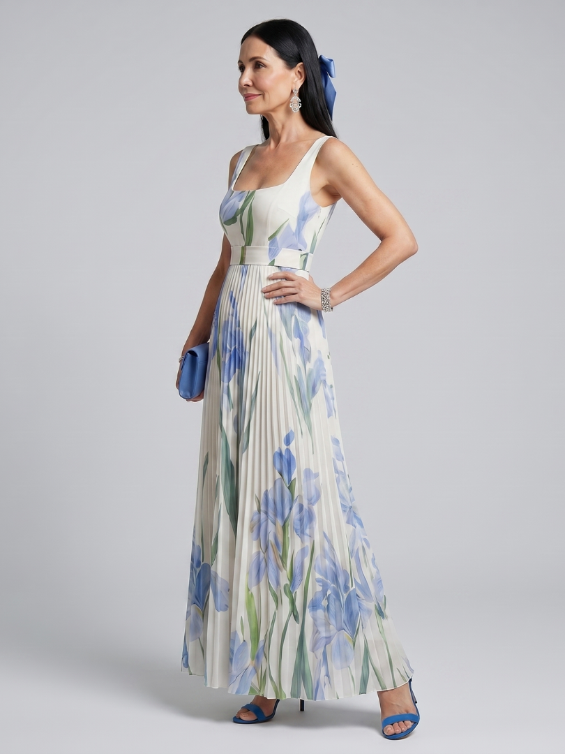 Women's Ophelia Sleeveless Square Neck Floral Print Midi Dress