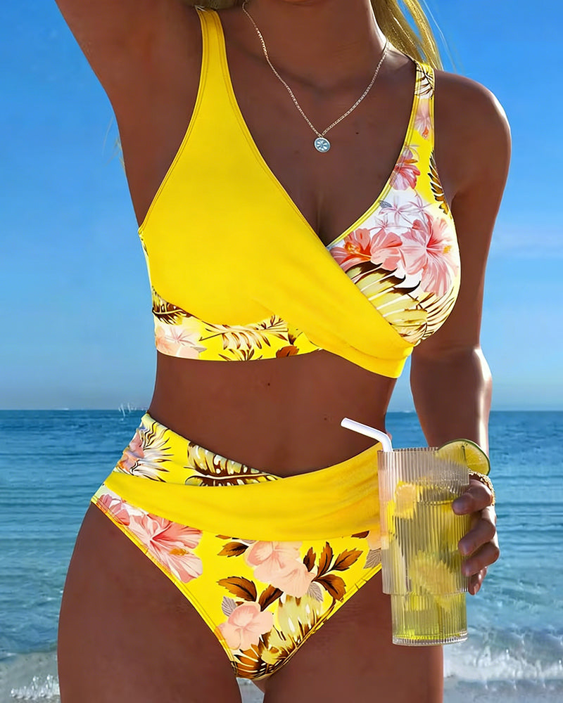 Women's Floral Contrast Bikini Set