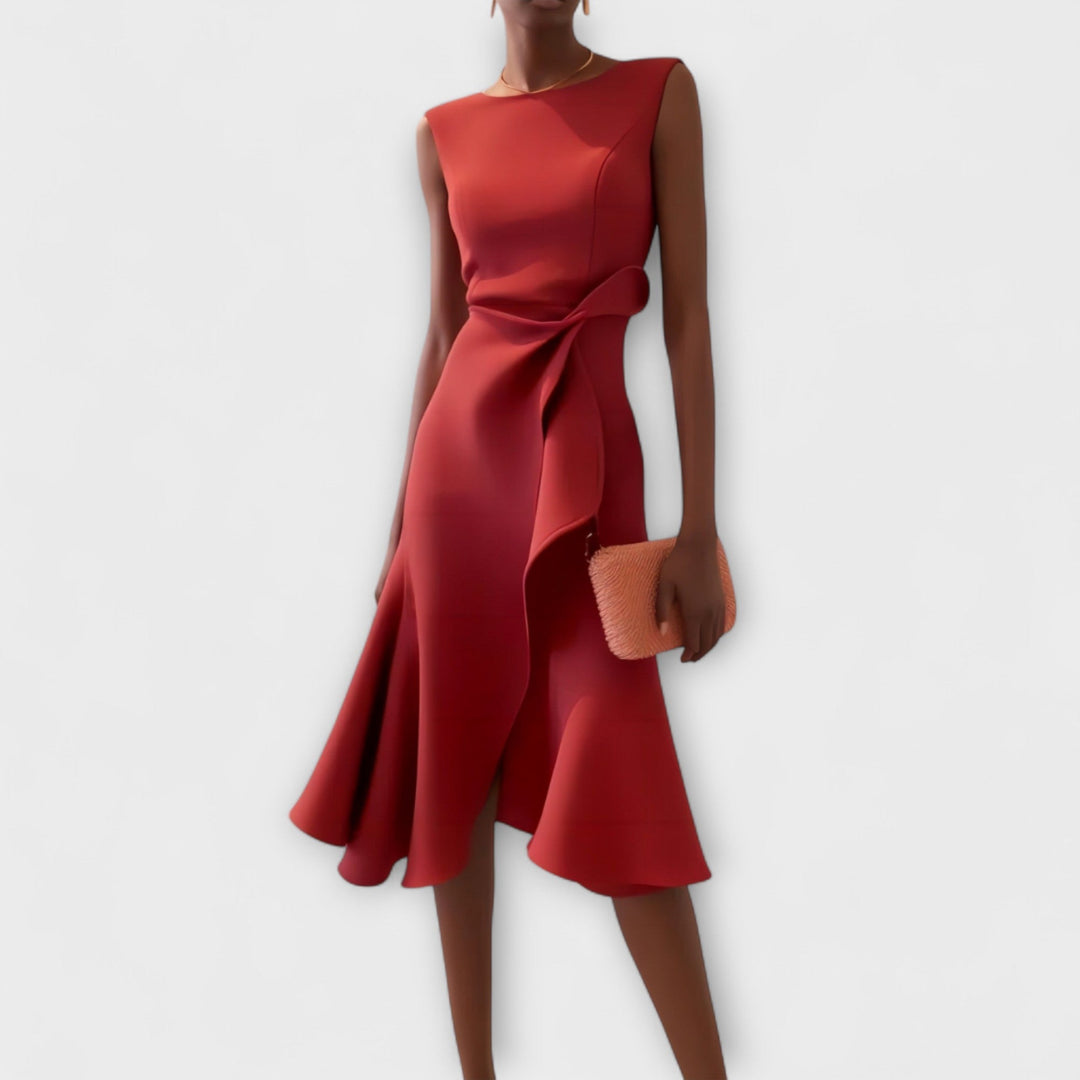 Women's Women’s Stylish Midi Wedding Guest Dress with Flared Wedding Guest Dress from Clara & James Palm Beach