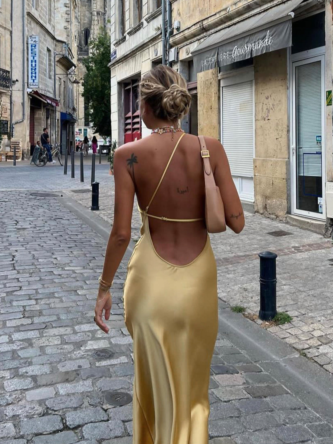 Women's Elegant Maxi Wedding Guest Dress with Open Back Wedding Guest Dress from Clara & James Palm Beach