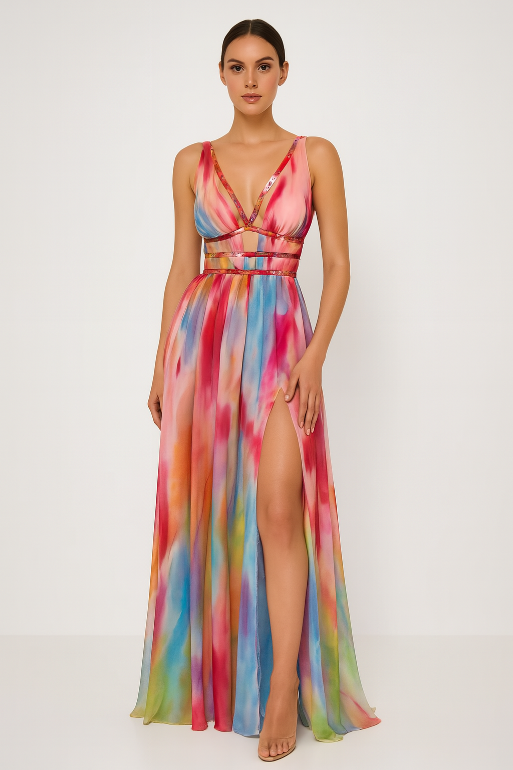 Women's Women’s Dress - V-Neck Slit Maxi Wedding Guest Dress from Clara & James Palm Beach