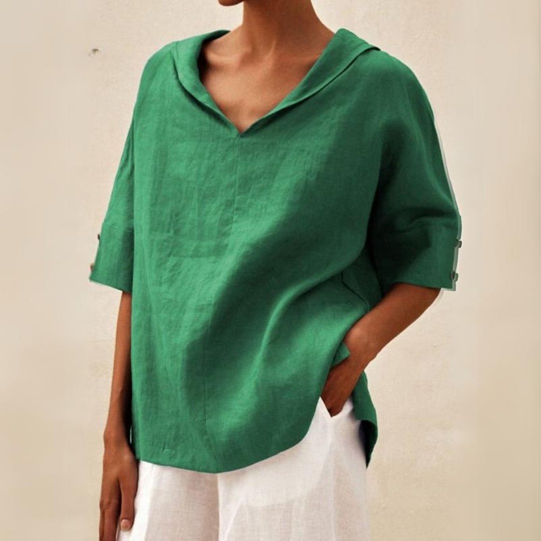 Women's Relaxed Fit V-Neck Top with Effortless Style Everyday Top & Bottom from Clara & James Palm Beach