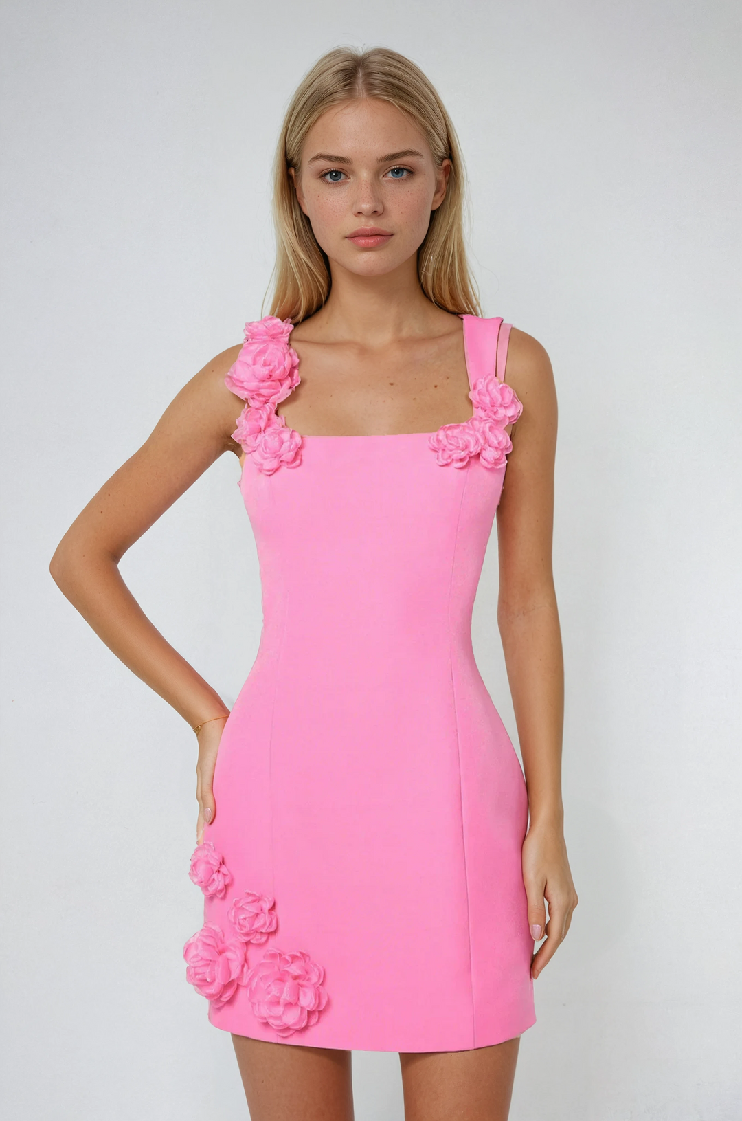 Women's Summer Floral Mini Dress with 3D Appliqué Cocktail & Formal Dress from Clara & James Palm Beach
