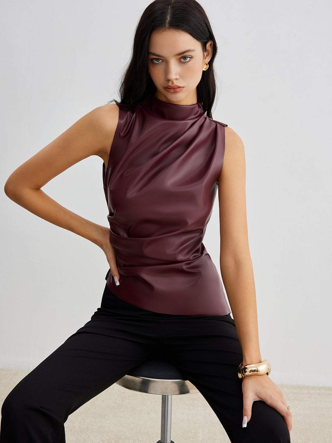 Women's Chic Sleeveless High Neck Tank Top for Women Everyday Top & Bottom from Clara & James Palm Beach