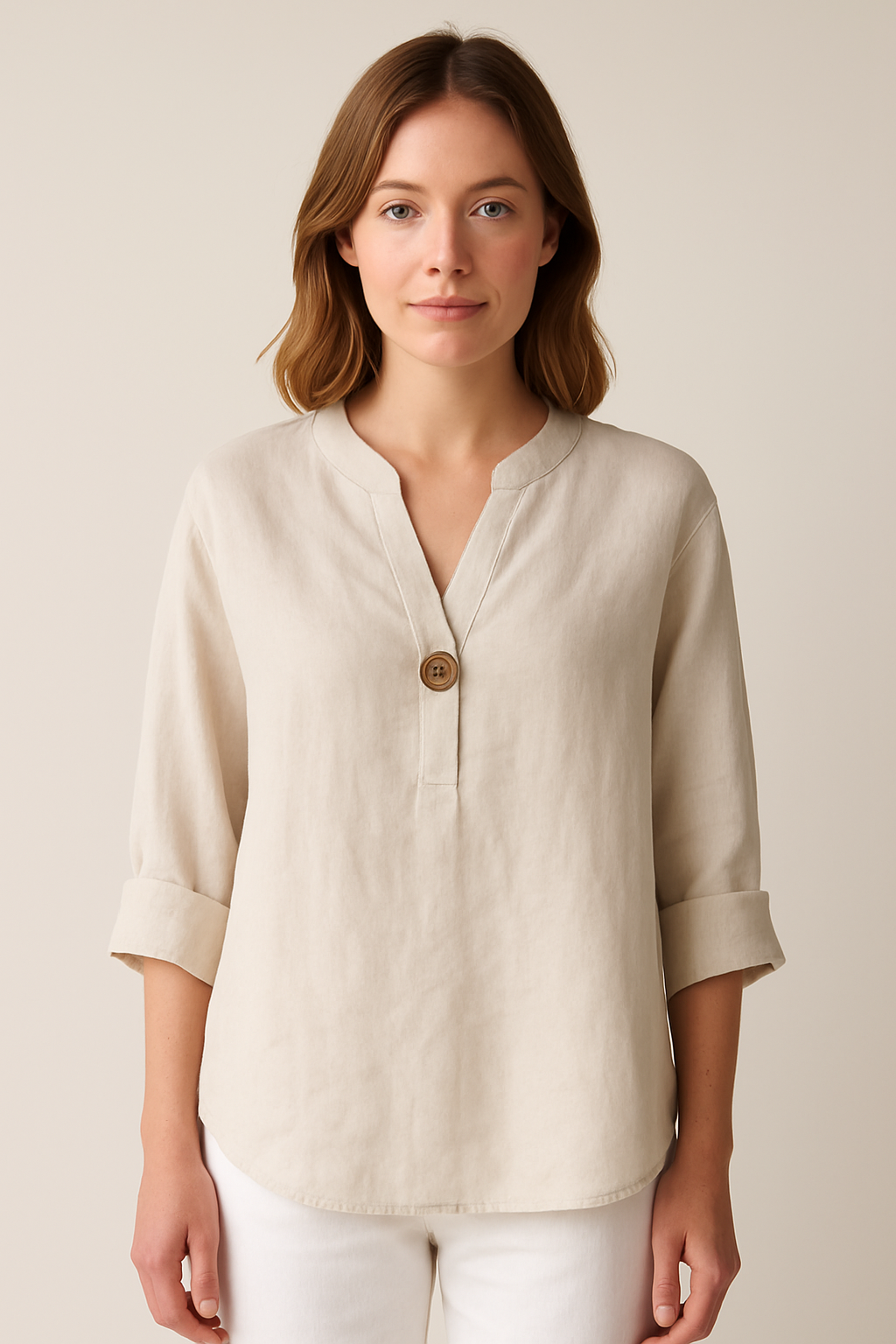Women's Relaxed Fit Blouse with Button Detail Everyday Top & Bottom from Clara & James Palm Beach