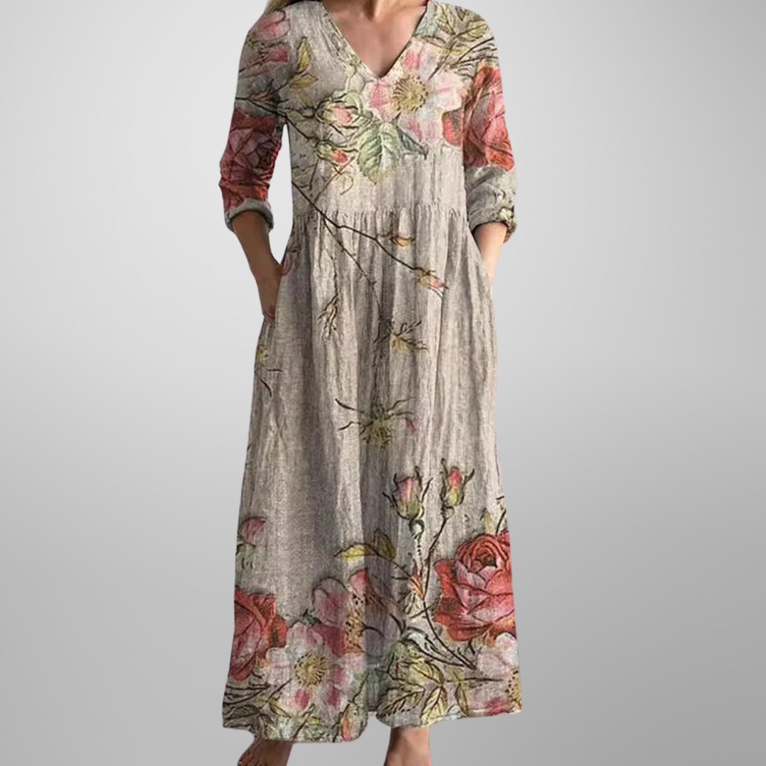 Women's Women’s Dress - Floral V-Neck Maxi Summer Dress from Clara & James Palm Beach