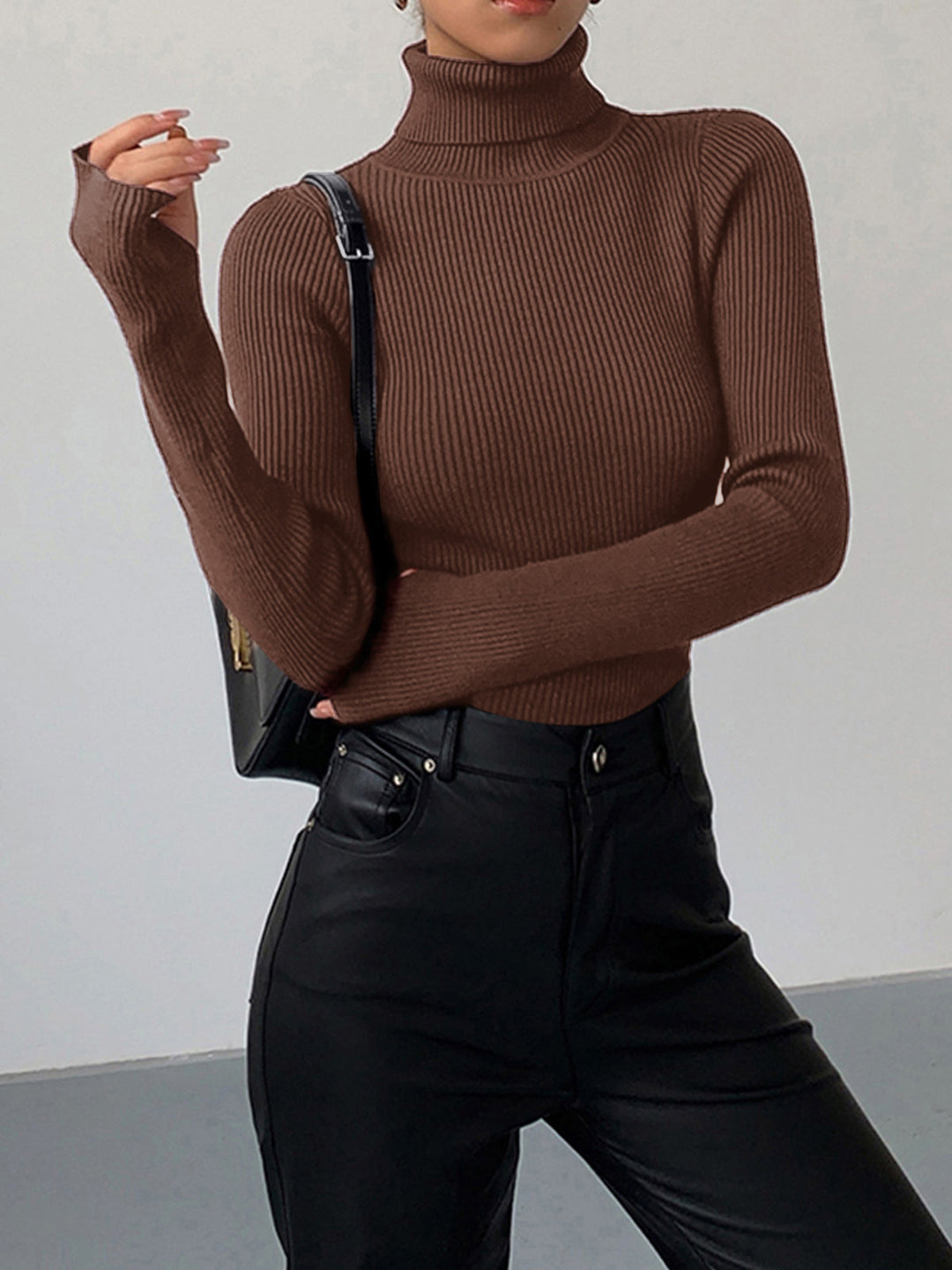 Women's Sleek Minimalist Turtleneck Top for Winter Elegance Everyday Top & Bottom from Clara & James Palm Beach