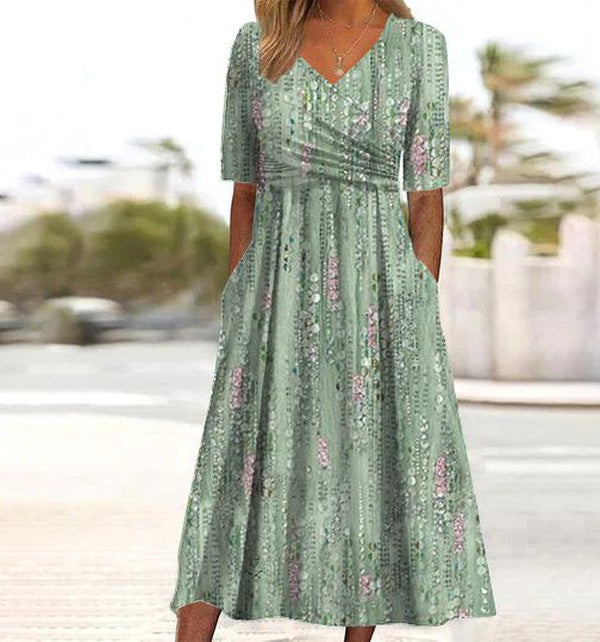 Women's Summer Dress - Flared Skirt Shape Midi Summer Dress from Clara & James Palm Beach