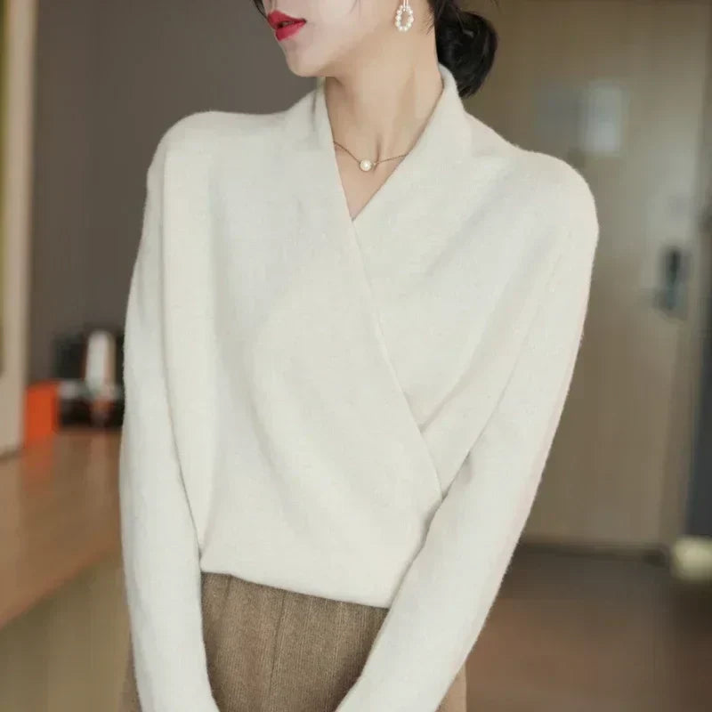 Women's Stylish Lightweight Knit Top with Wrap Neck Everyday Top & Bottom from Clara & James Palm Beach