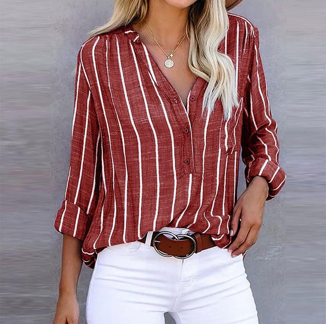 Women's Relaxed Striped Summer Blouse with Airy Fit Summer Dress from Clara & James Palm Beach