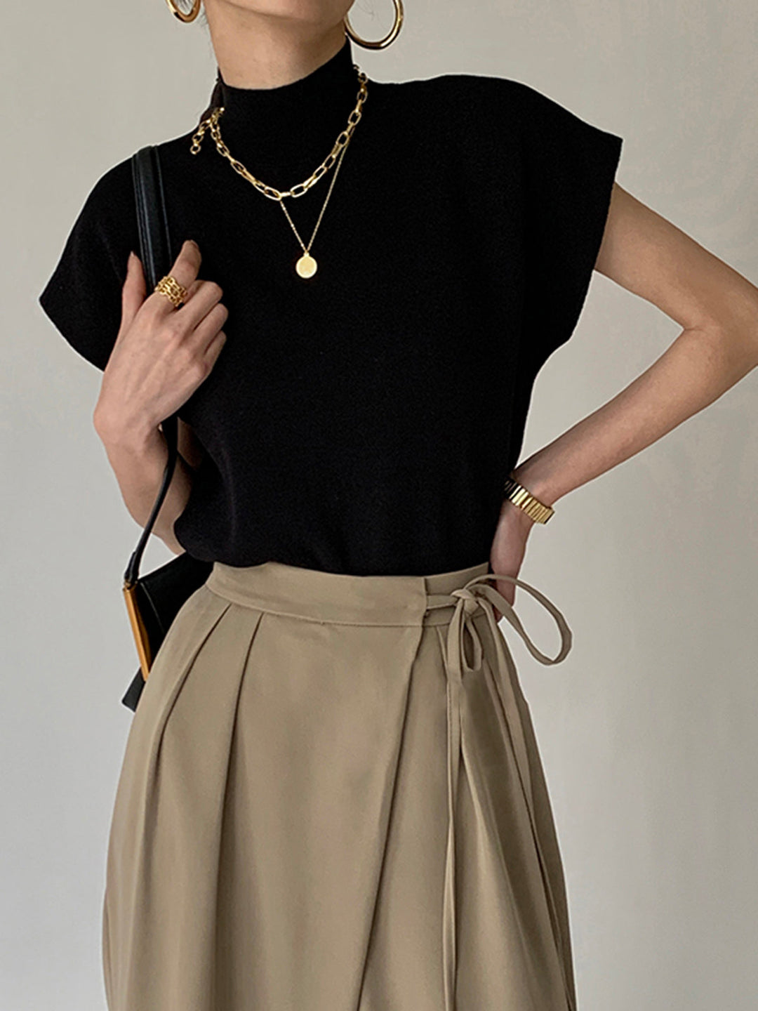 Women's Modern Mock Neck Casual Top with Tailored Fit Everyday Top & Bottom from Clara & James Palm Beach