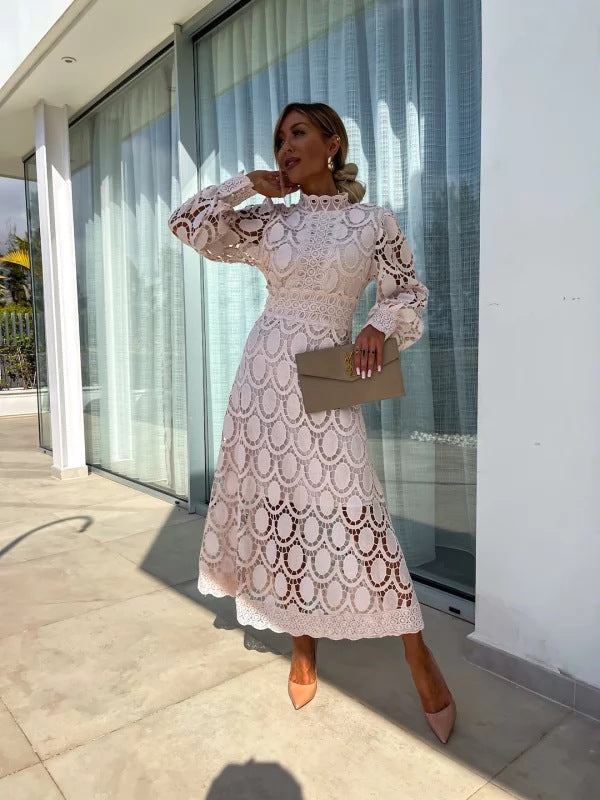 Women's Women’s Classic Midi Wedding Guest Dress with Lace Wedding Guest Dress from Clara & James Palm Beach