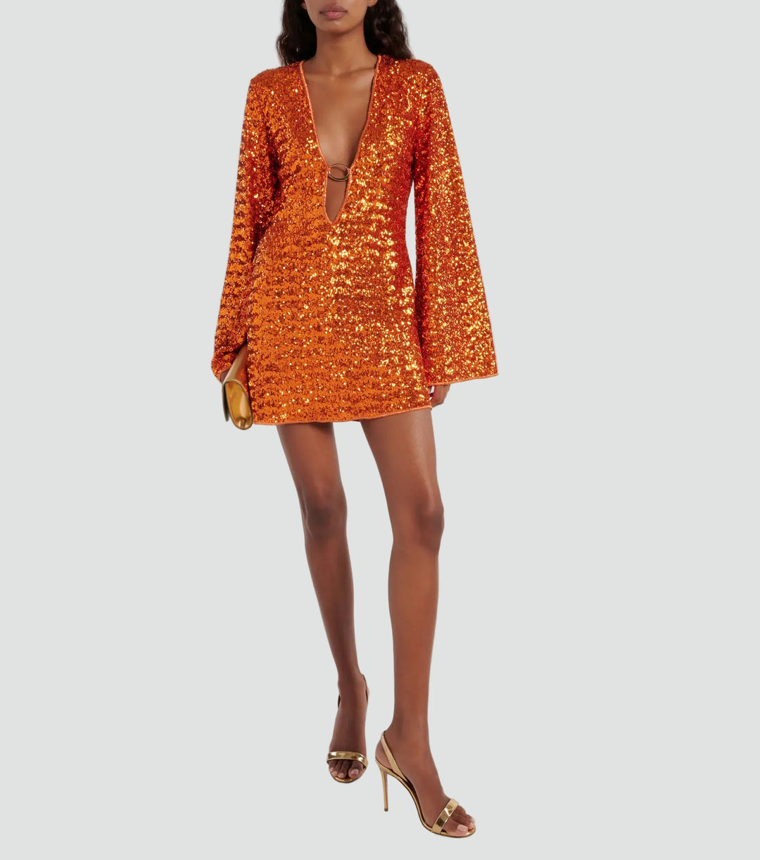 Women's Elegant Sequin Mini Wedding Guest Dress with Deep Wedding Guest Dress from Clara & James Palm Beach