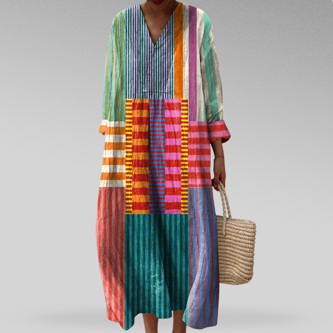 Women's Women’s Dress - Geometric V-Neck Long Sleeve Midi Summer Dress from Clara & James Palm Beach