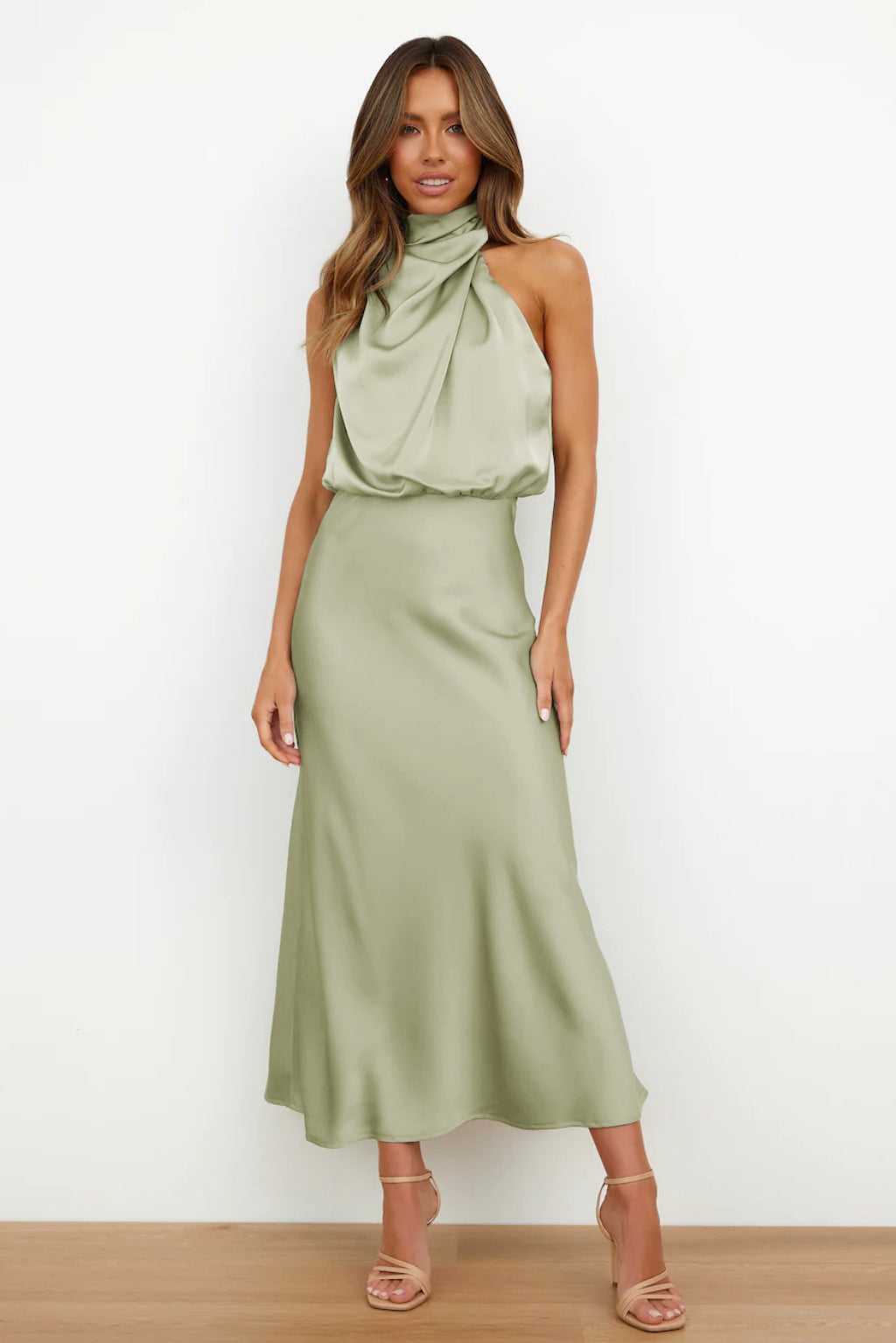 Women's Evening Dress - Halter Neck Maxi Wedding Guest Dress from Clara & James Palm Beach