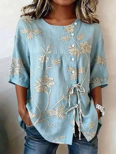 Women's Elegant Floral Embroidered Blouse