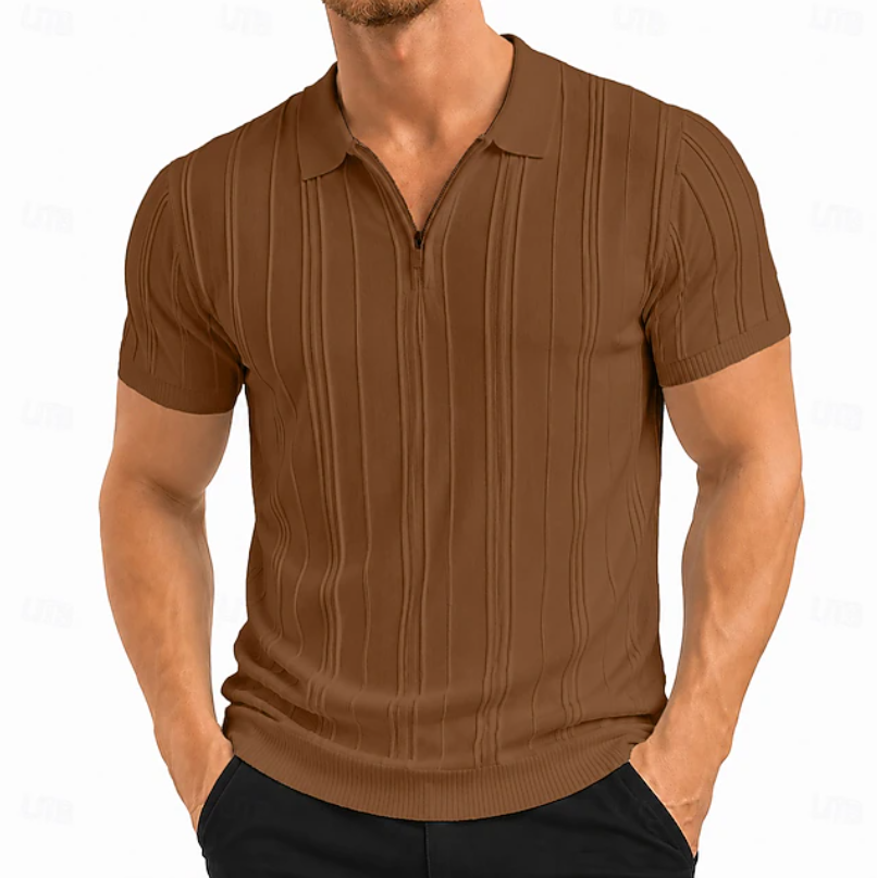 Men's Textured Slim Fit Polo Shirt Polo Shirt from Clara & James Palm Beach