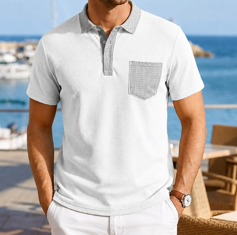 Men's Contrast Pocket Polo Shirt Polo Shirt from Clara & James Palm Beach