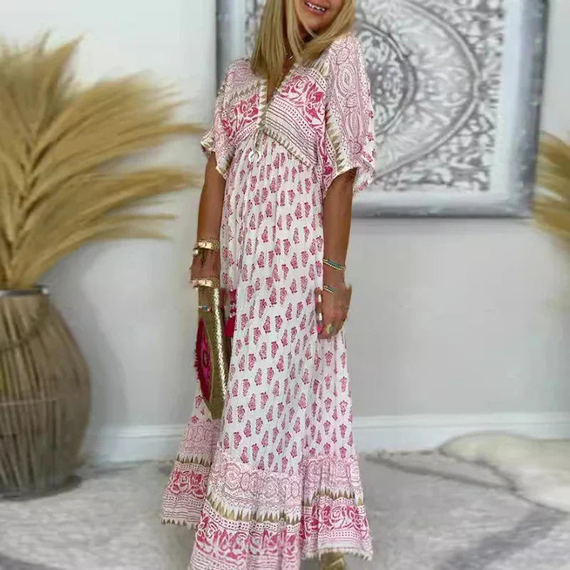 Women's Dress - Boho Print Maxi Summer Dress from Clara & James Palm Beach
