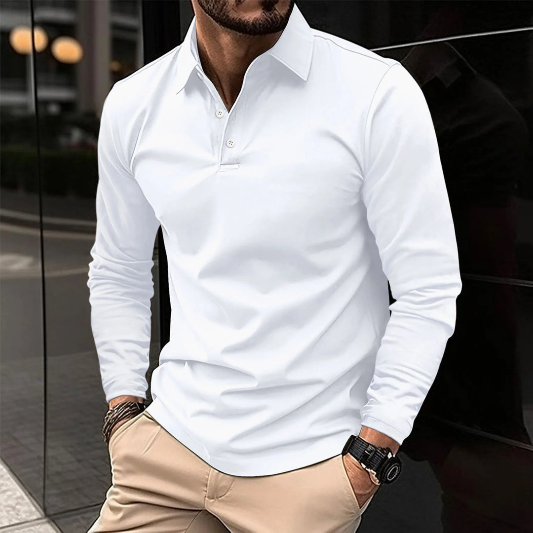 Men's Smart Casual Long-Sleeved Polo Polo Shirt from Clara & James Palm Beach