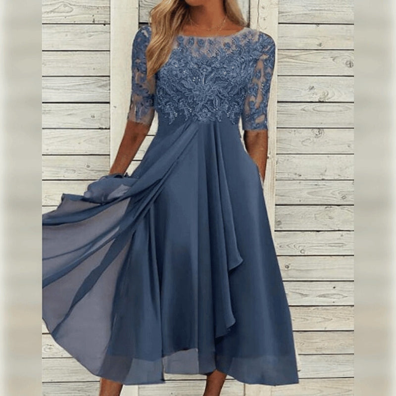 Women's Women’s Trendy Midi Wedding Guest Dress with Lace Wedding Guest Dress from Clara & James Palm Beach