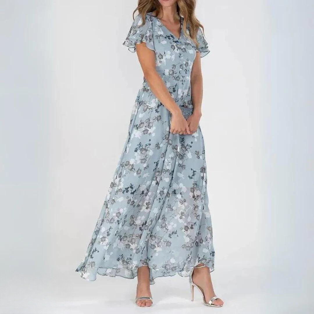 Women's Cocktail Maxi Dress - V-Neck Flutter Sleeve Cocktail & Formal Dress from Clara & James Palm Beach