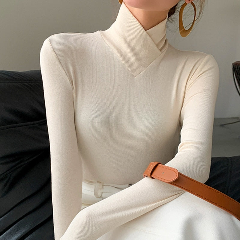 Women's Elegant Mock Neck Top with Streamlined Fit Everyday Top & Bottom from Clara & James Palm Beach