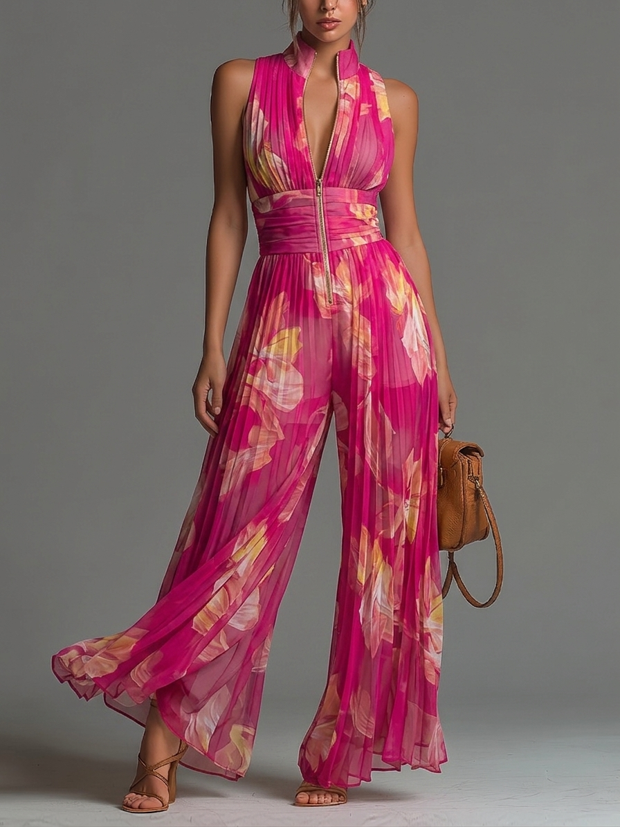 Women's Floral Chiffon Jumpsuit