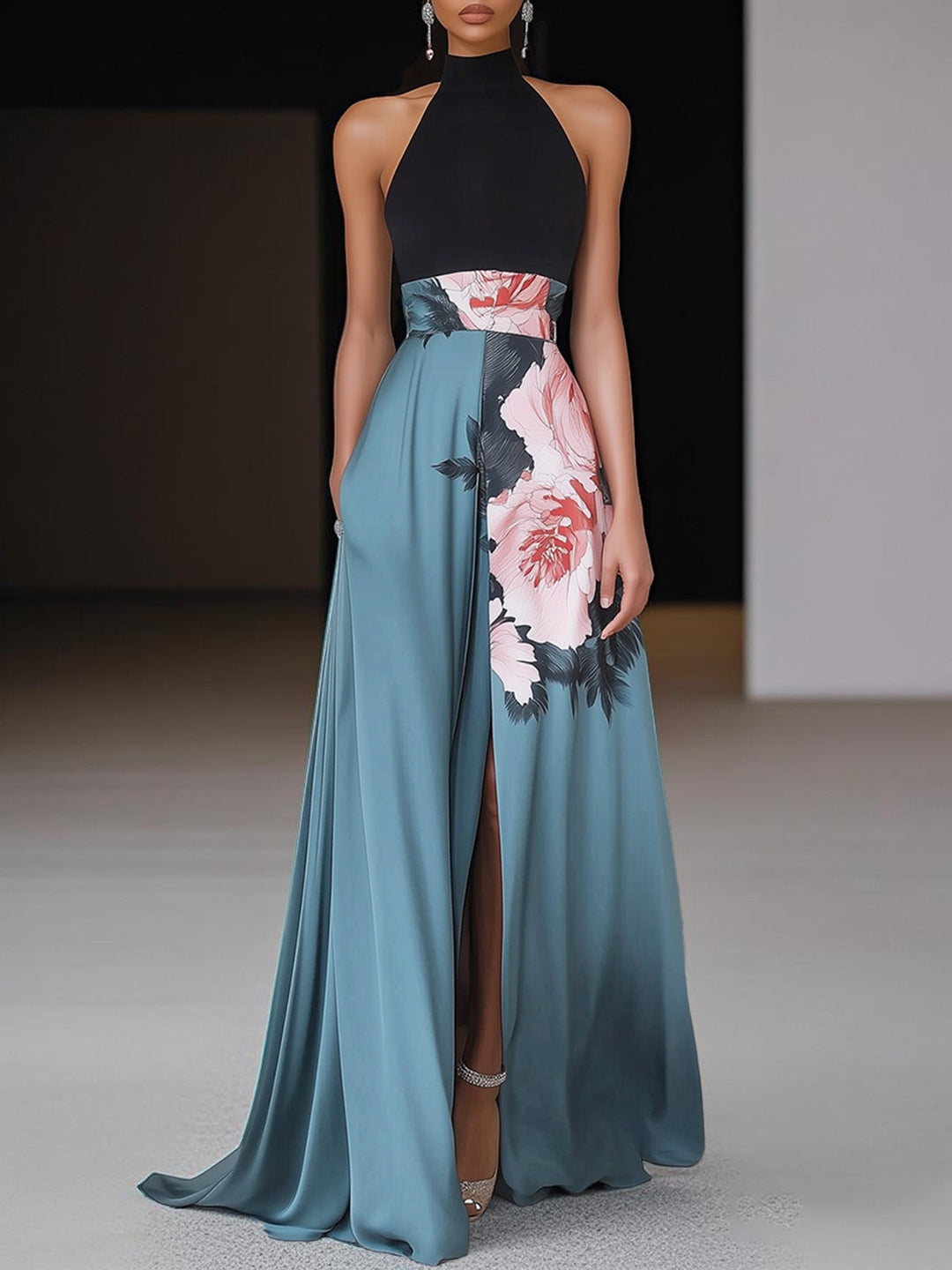 Women's Women’s Dress - Sleeveless Floral Slit Maxi Wedding Guest Dress from Clara & James Palm Beach