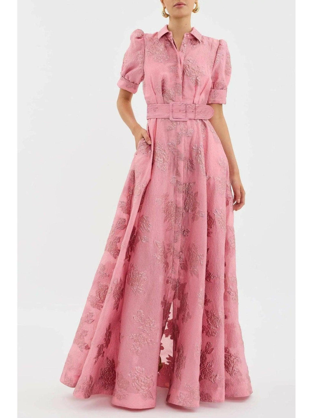 Women's Short Puff Sleeves Dress Wedding Guest Dress from Clara & James Palm Beach