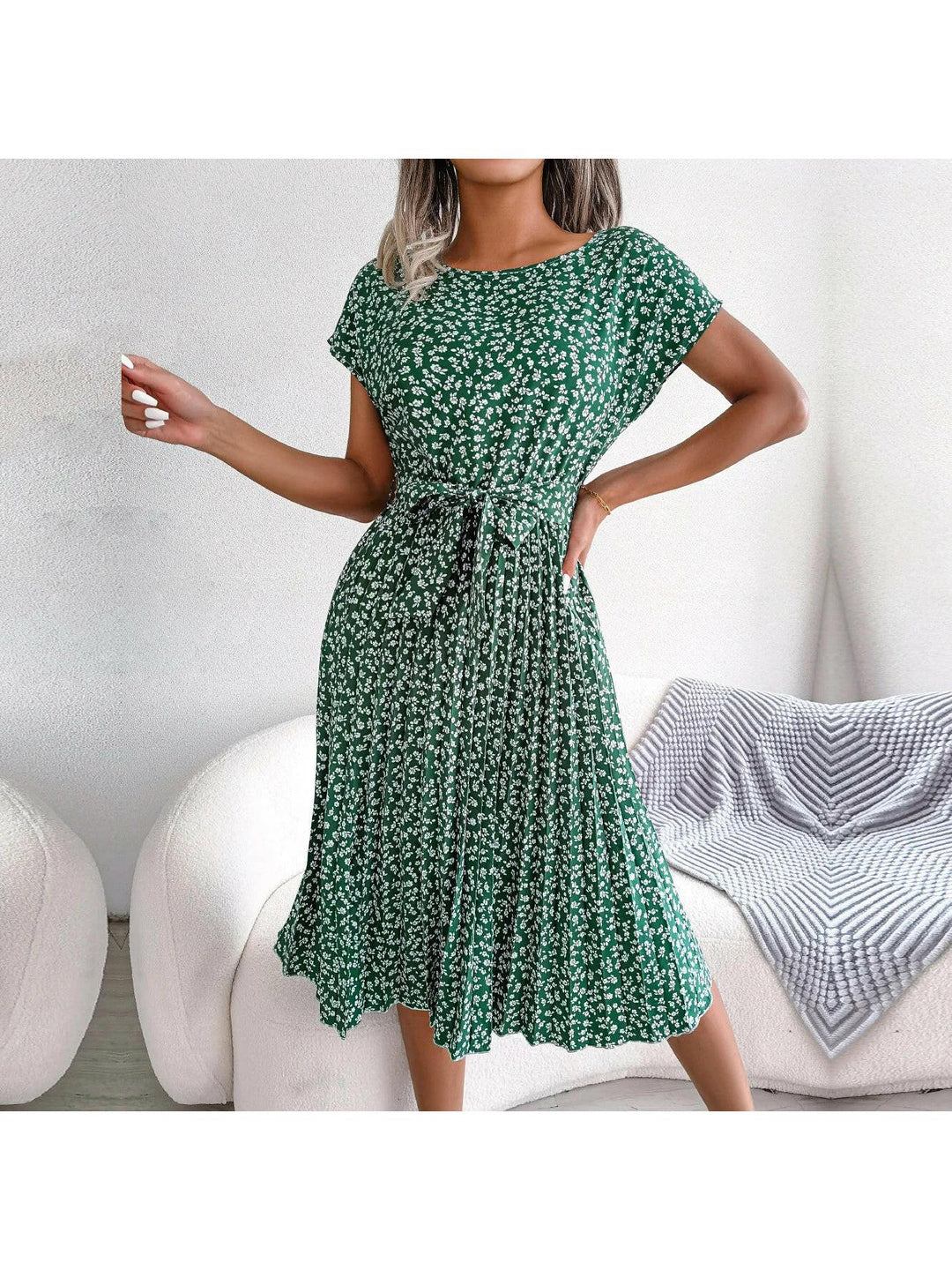 Women's Floral Pleated Midi Dress Summer Dress from Clara & James Palm Beach