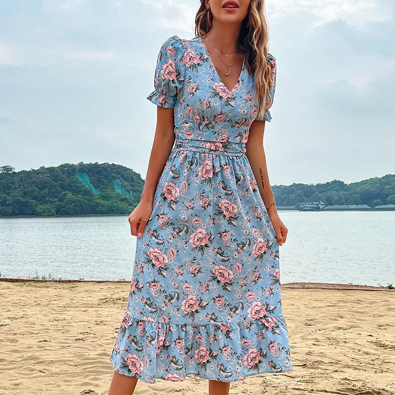 Women's Astra Floral Print Midi - Midi Dress Summer Dress from Clara & James Palm Beach